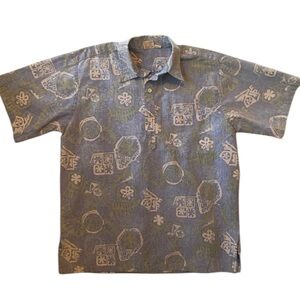 1980’S Go Barefoot Hawaiian Shirt Men’s Large blue vacation luau Aloha‎